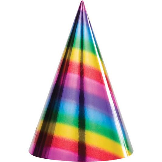 Rainbow Foil Party Hats 96 ct