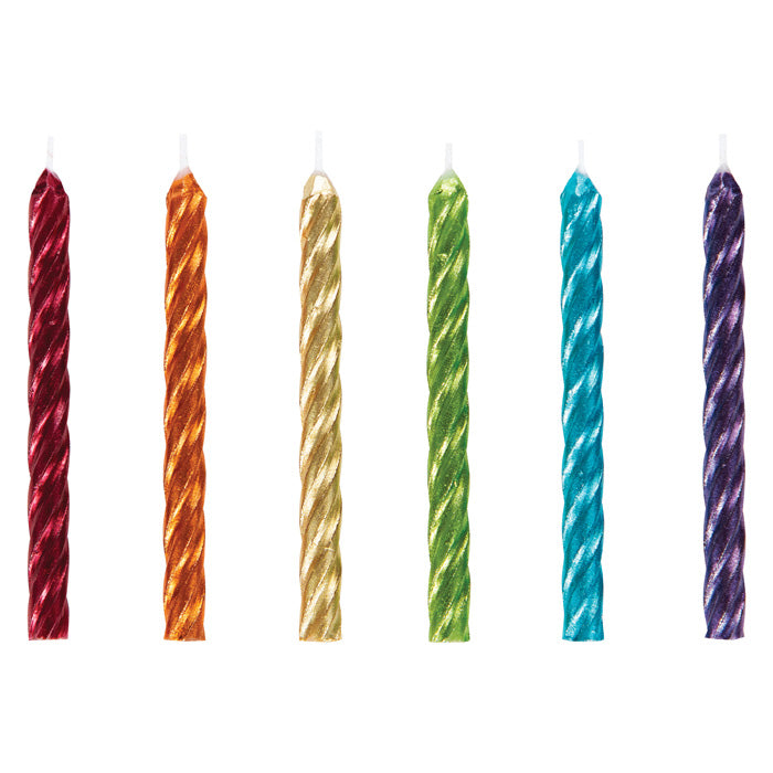 Rainbow Metallic Spiral Candles 288 ct