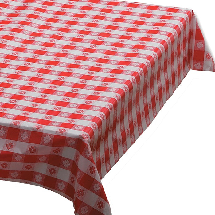 Red Gingham 54" x 108" Plastic Tablecloths 12 ct