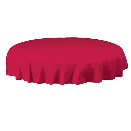 Red Plastic Octy-Round Tablecloths 12 ct