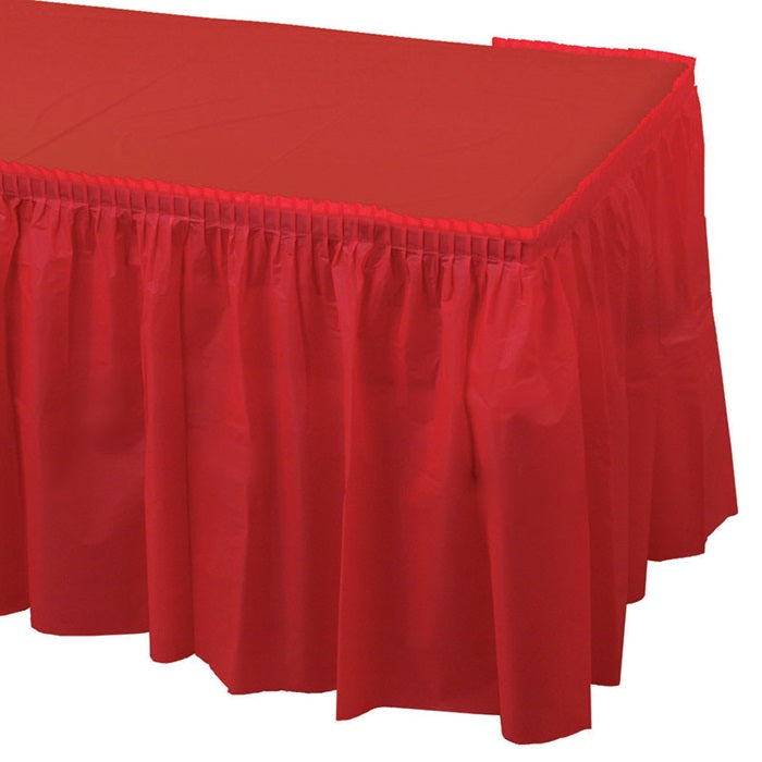 Red Plastic Tableskirt 6 ct