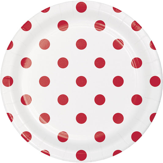 Red Polka Dots and Stripes Dessert Plates 96 ct