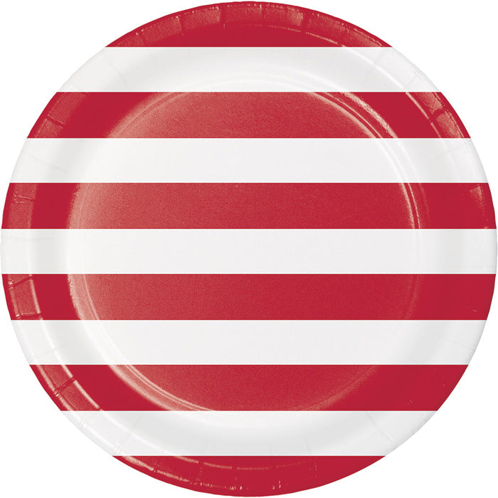 Red Polka Dots and Stripes Dinner Plates 96 ct