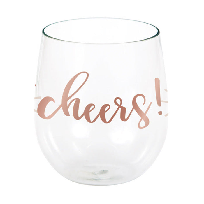 Rose All Day Cheers Plastic Stemless Wine Glasses 6 ct