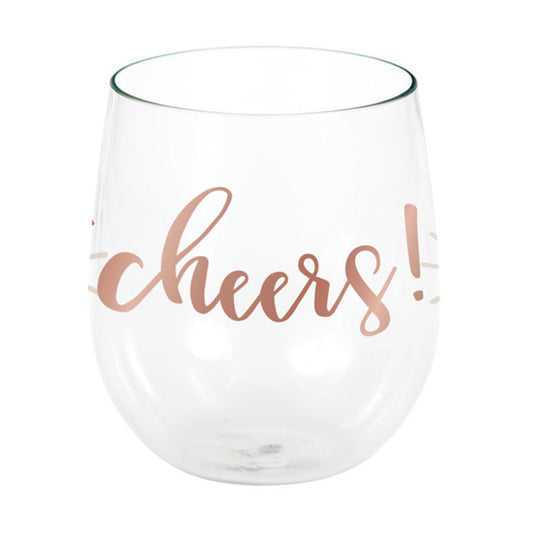 Rose All Day Cheers Plastic Stemless Wine Glasses 6 ct