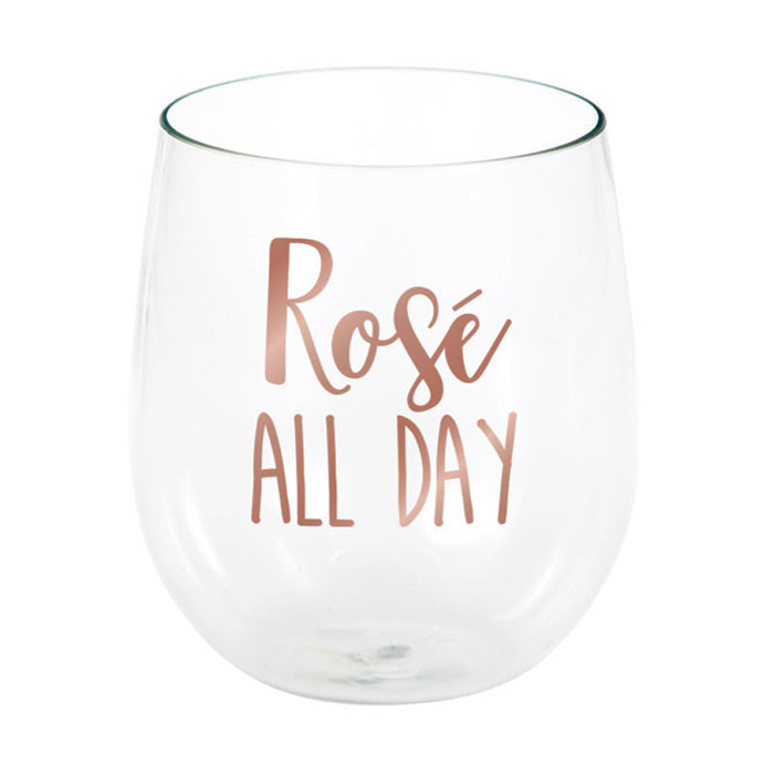 Rose All Day Plastic Stemless Wine Glasses 6 ct