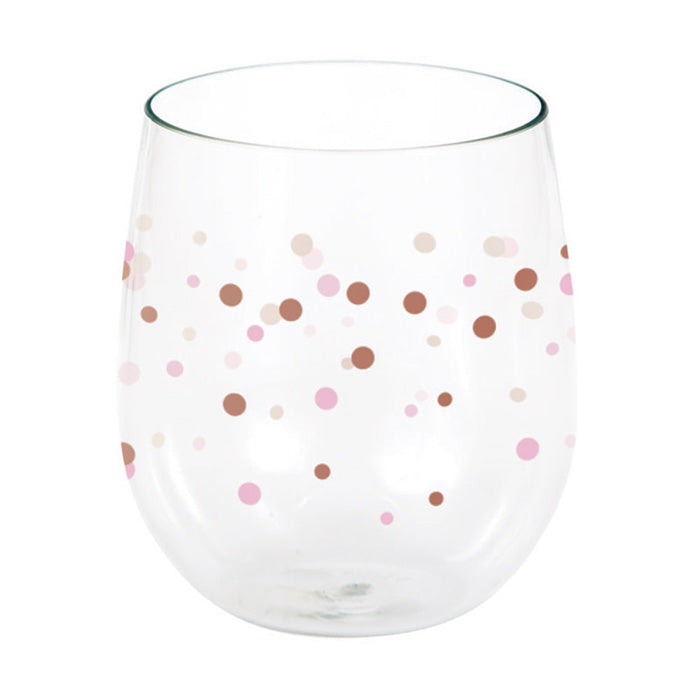 Rose All Day Polka Dot Plastic Stemless Wine Glasses 6 ct