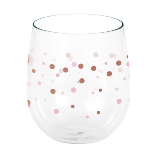 Rose All Day Polka Dot Plastic Stemless Wine Glasses 6 ct