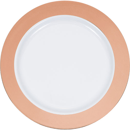 Rose Gold Rim Plastic Banquet Plates 120 ct