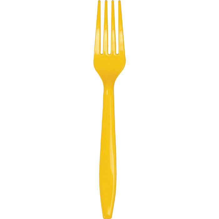 School Bus Yellow Bulk Plastic Forks 600 ct