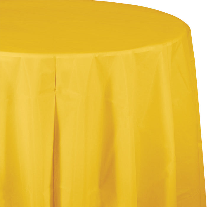 School Bus Yellow Octy-Round Plastic Tablecloths 12 ct