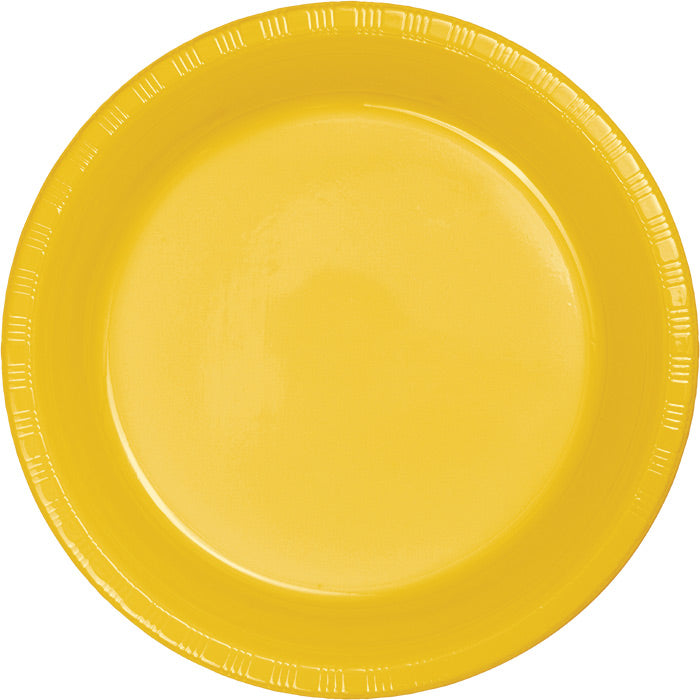 School Bus Yellow Plastic Banquet Plates 240 ct