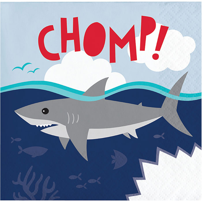 Shark Party Chomp Beverage Napkins 192 ct