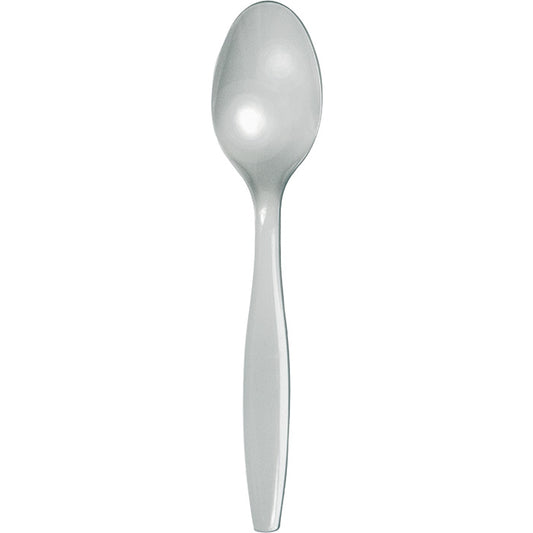 Shimmering Silver Bulk Plastic Spoons 600 ct