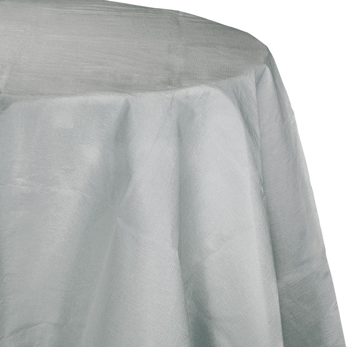 Shimmering Silver Octy-Round Paper Tablecloths 12 ct