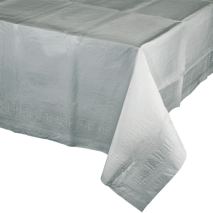 Shimmering Silver Paper Tablecloths 6 ct