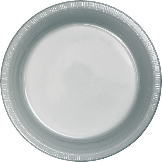 Shimmering Silver Plastic Banquet Plates 240 ct