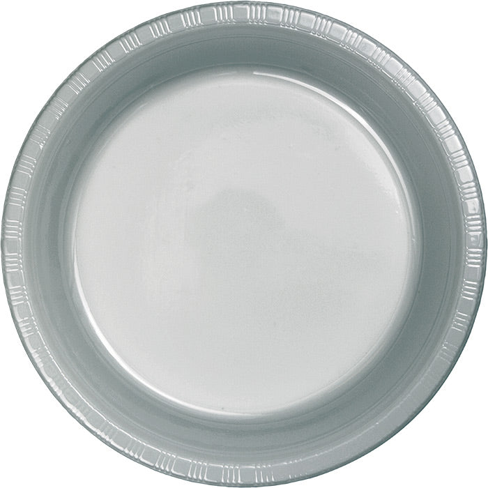 Shimmering Silver Plastic Dessert Plates 240 ct