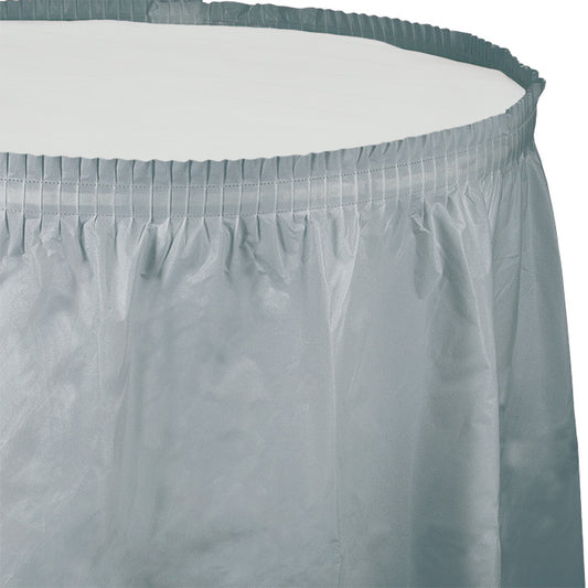 Shimmering Silver Plastic Tableskirt 6 ct