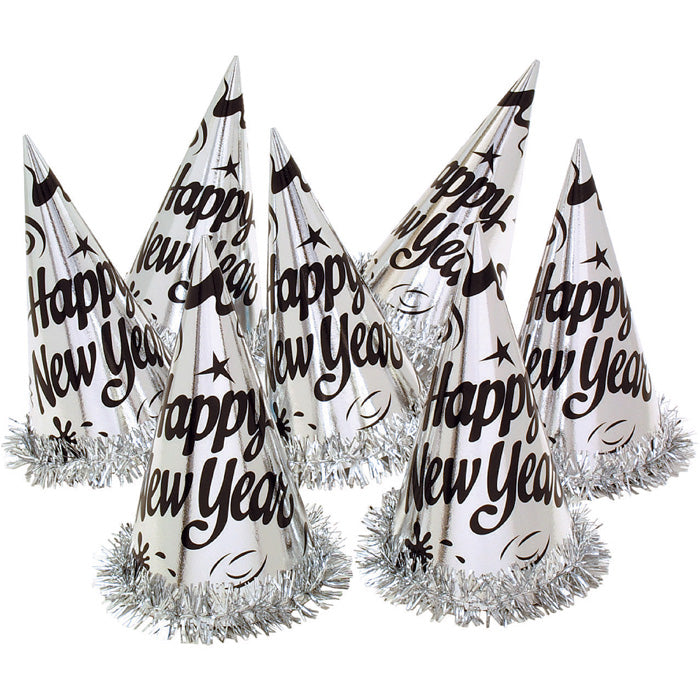 Silver Foil Party Hats 12 ct