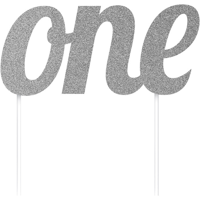 Silver "One" Cake Toppers 12 ct