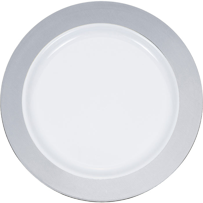 Silver Rim Plastic Dinner Plates 120 ct