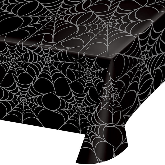 Silver Webs Plastic Tablecloth 12 ct