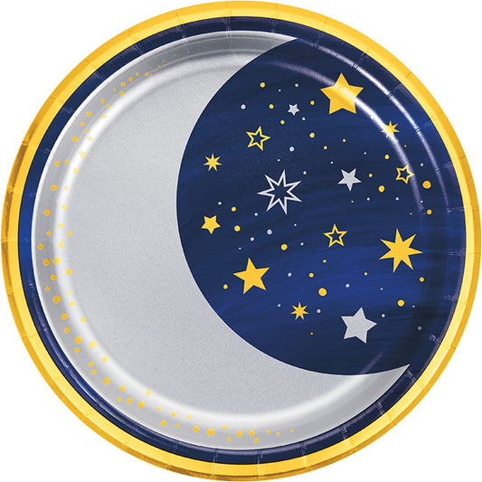 Starry Night Moon Dinner Plates 96 ct