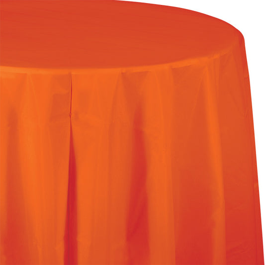 Sunkissed Orange Octy-Round Plastic Tablecloths 12 ct