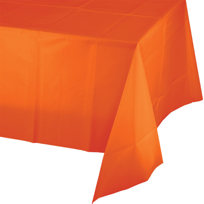 Sunkissed Orange Plastic Tablecloths 12 ct