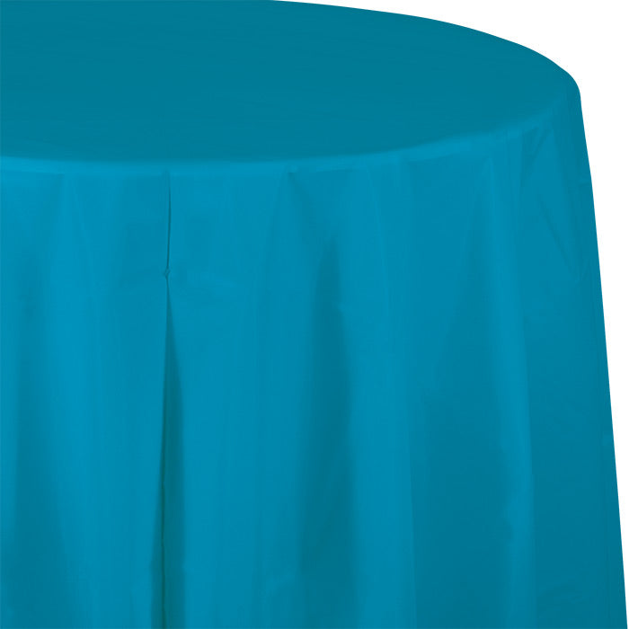 Turquoise Octy-Round Plastic Tablecloths 12 ct