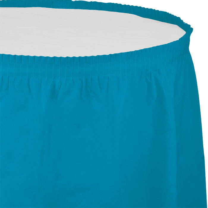 Turquoise Plastic Tableskirt 6 ct