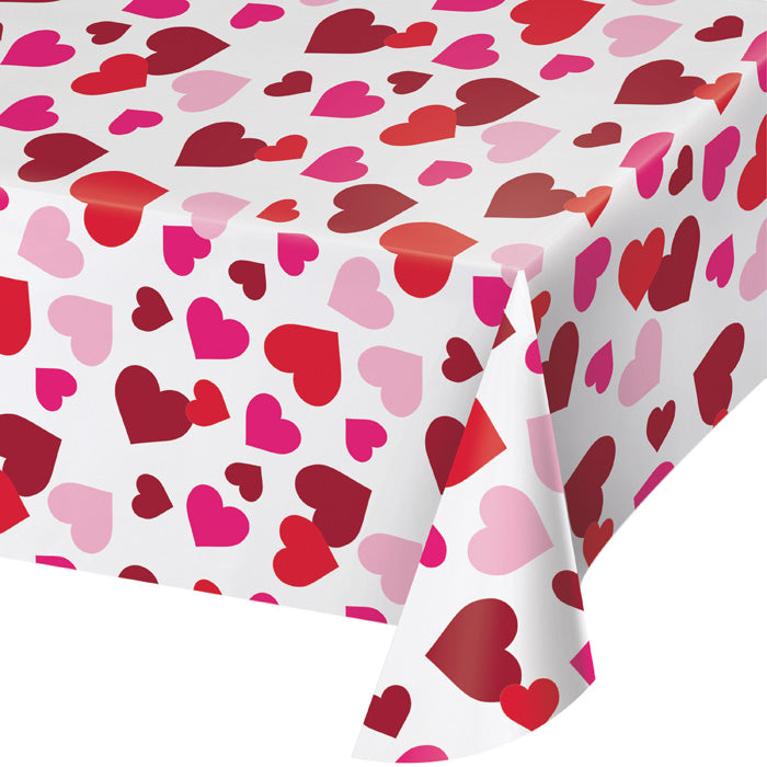 Valentine's Day Hearts Plastic Tablecloths 12 ct