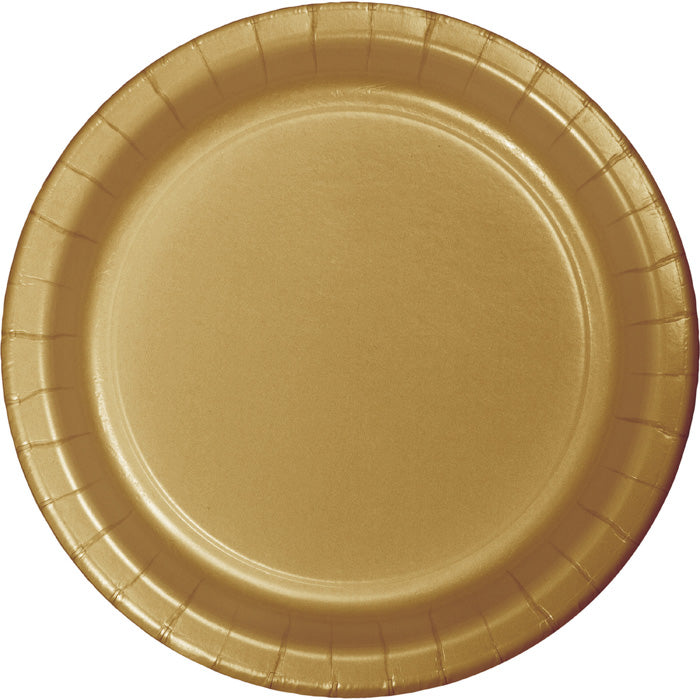 Value Friendly Glittering Gold Paper Dessert Plates 96 ct