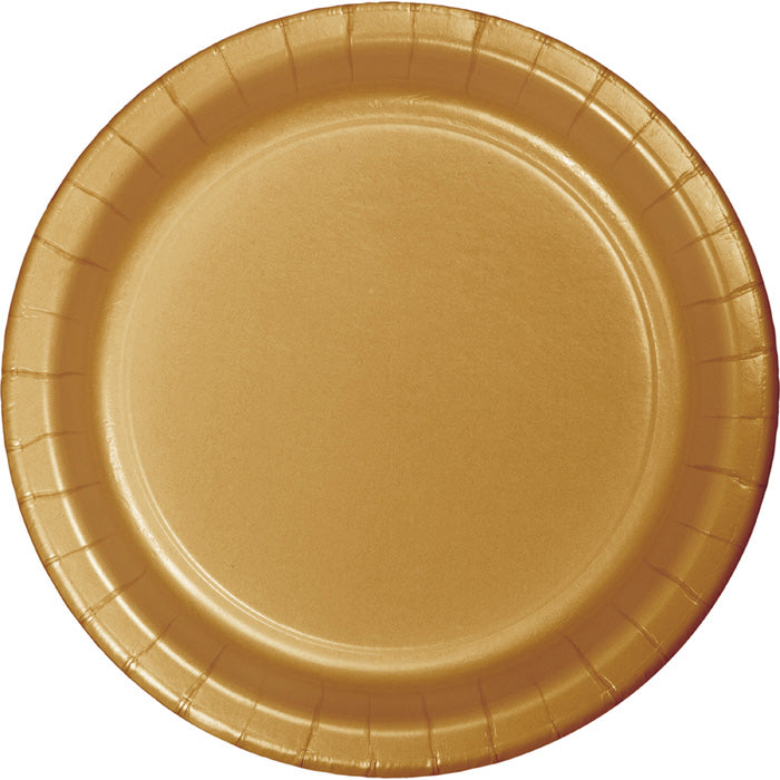 Value Friendly Glittering Gold Paper Dinner Plates 96 ct