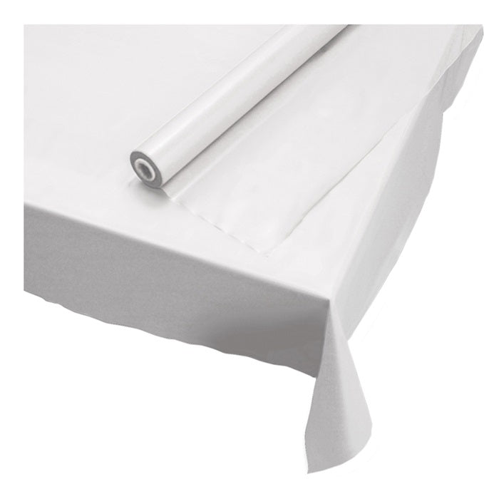 White 40" x 100' Plastic Banquet Table Roll 1 ct