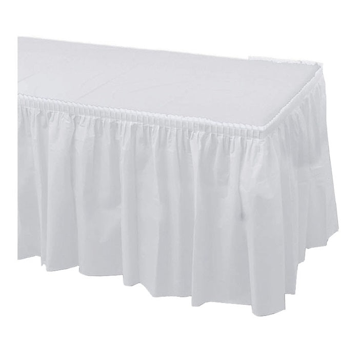 White Hoffmaster Plastic Tableskirt 6 ct