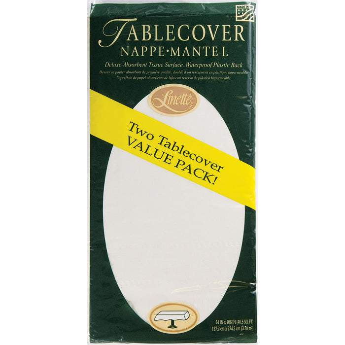 White Linette Paper Tablecloths 72 ct