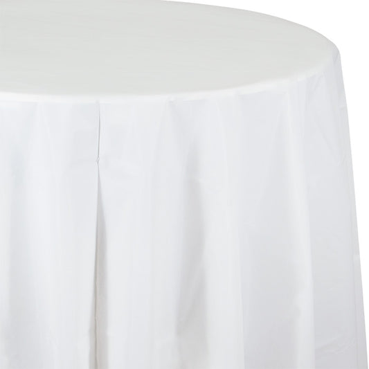 White Octy-Round Plastic Tablecloths 12 ct